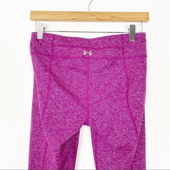 UNDER ARMOUR Heathered Pink Studio Capri Leggings Tights Workout Yoga Running - Picture 7 of 9